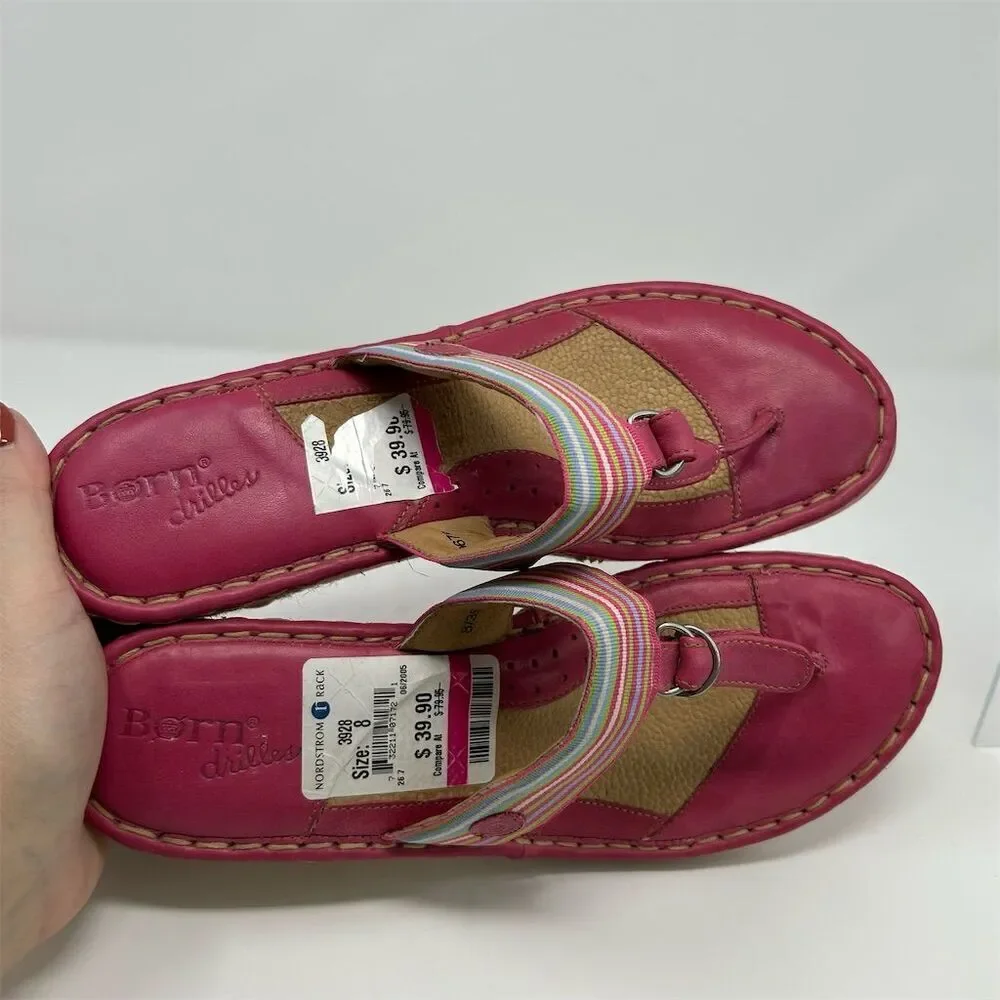 Born Women's Espadrille Wedge Slip On Thong Sandals Pink Size 8 Summer Casual - Picture 12 of 14